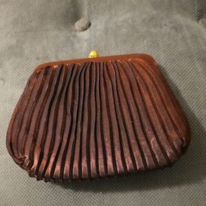 Vintage Sasha Pleated Metallic Brown Coin Purse